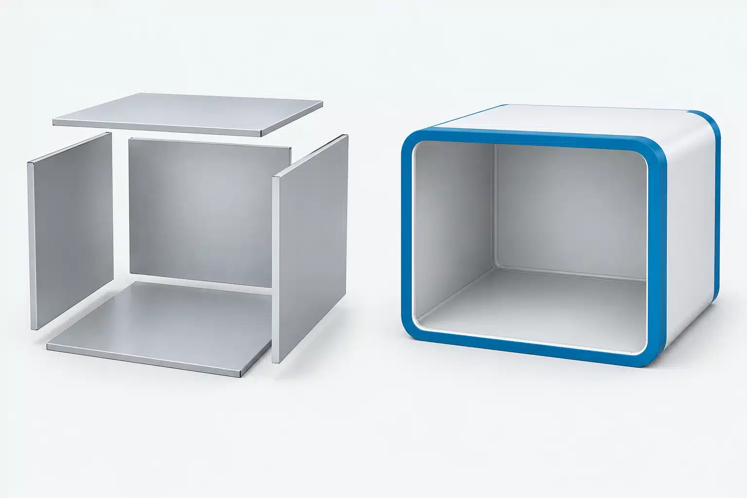 monoblock-construction-comparison Separate panels and a continuous shell: conceptual comparison